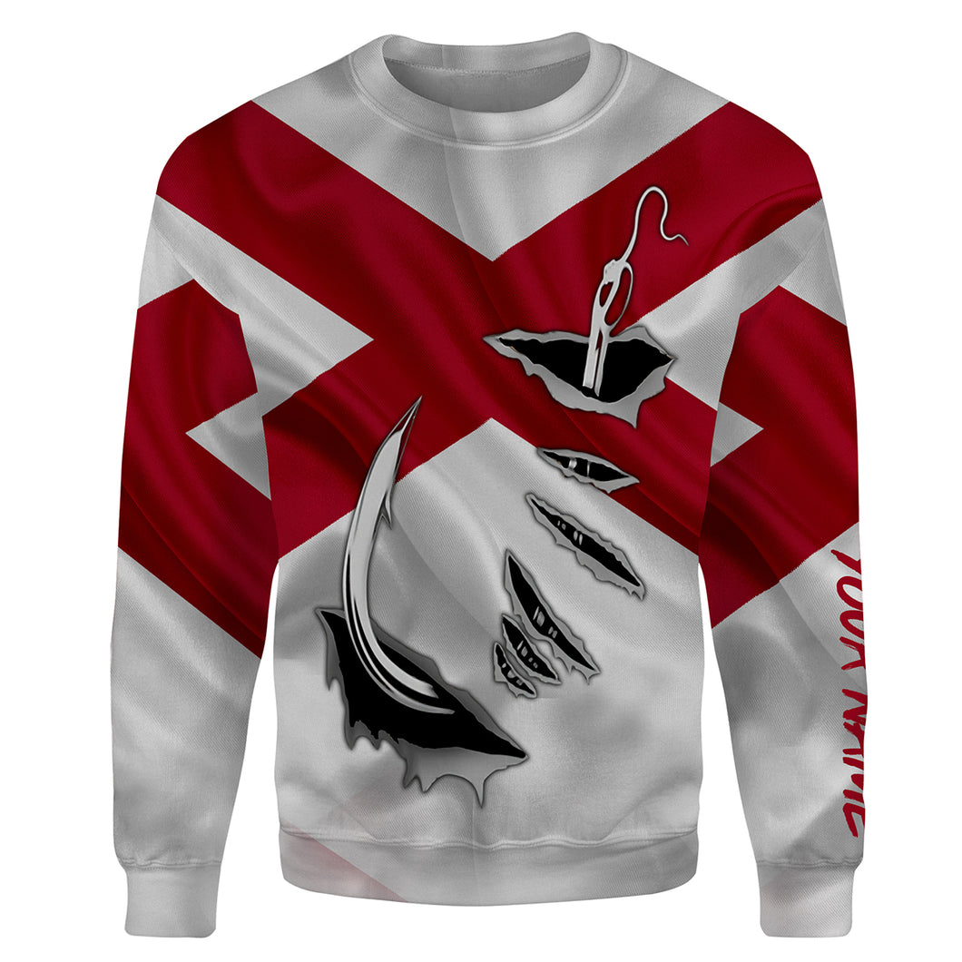 Alabama Flag Fish Hook custom All over print Sweatshirt - Customized Fishing All over printed Shirts - HPW45