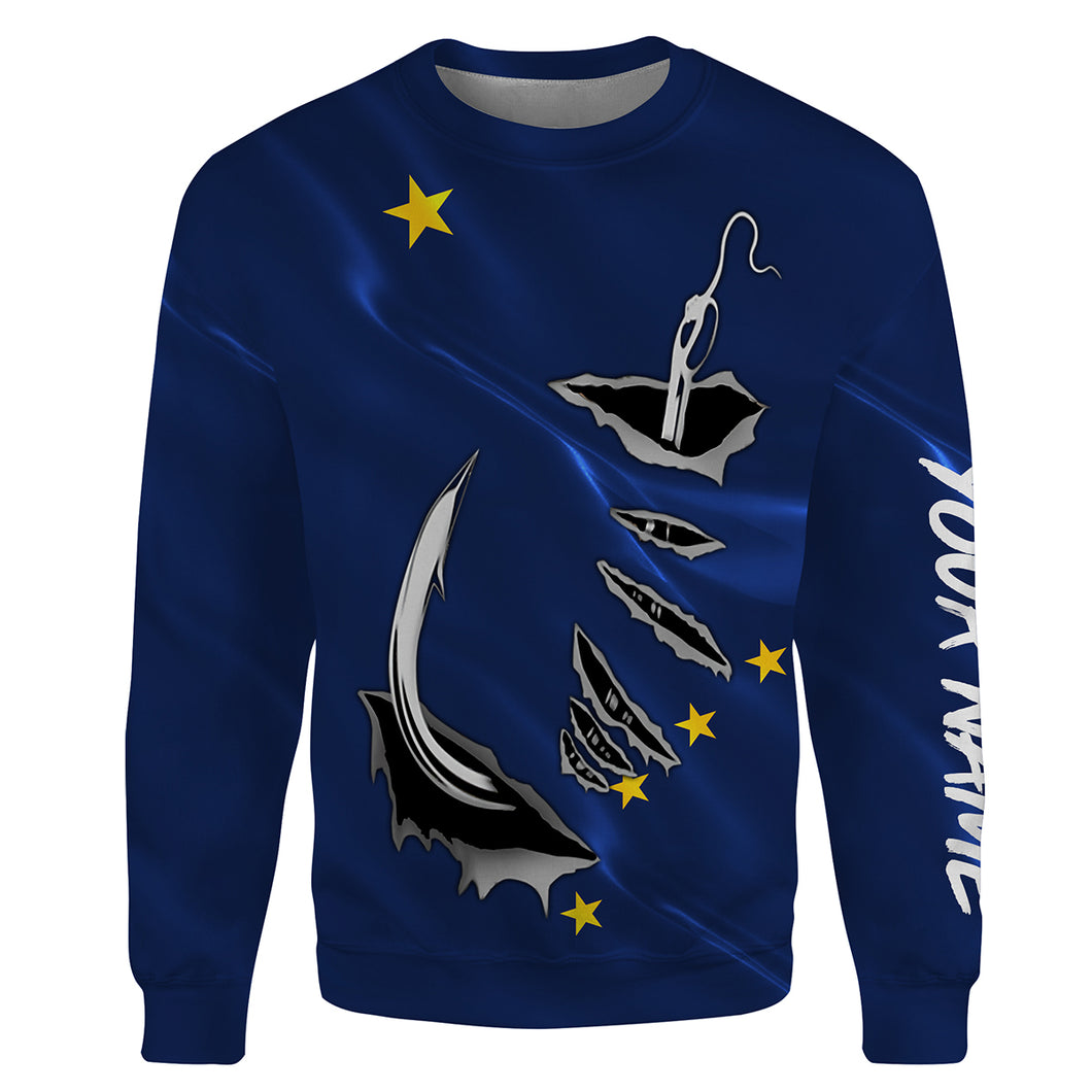 Alaska Flag Fishing Fish Hook Personalized  All over print Sweatshirt fishing shirts -  IPHW485 - HPW46