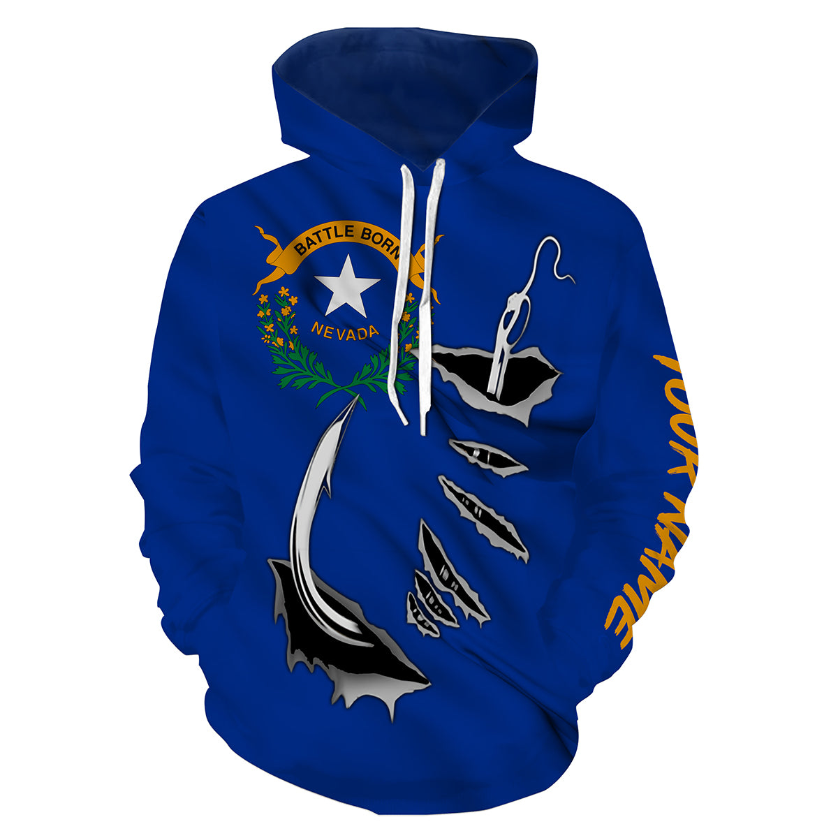 Nevada Flag Fish Hook Custom All over print Hoodie Fishing Shirts - HPW337