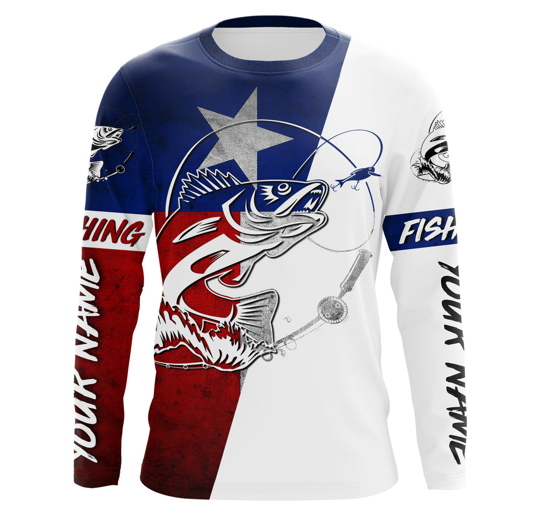 Texas Walleye Custom Long Sleeve performance Fishing Shirts, Walleye Fishing jerseys IPHW2907