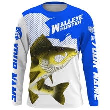 Load image into Gallery viewer, Angry Walleye Custom Long sleeve performance Fishing Shirts, Walleye hunter Fishing jerseys | blue IPHW3361
