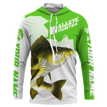 Load image into Gallery viewer, Angry Walleye Custom Long sleeve performance Fishing Shirts, Walleye hunter Fishing jerseys | green IPHW3362
