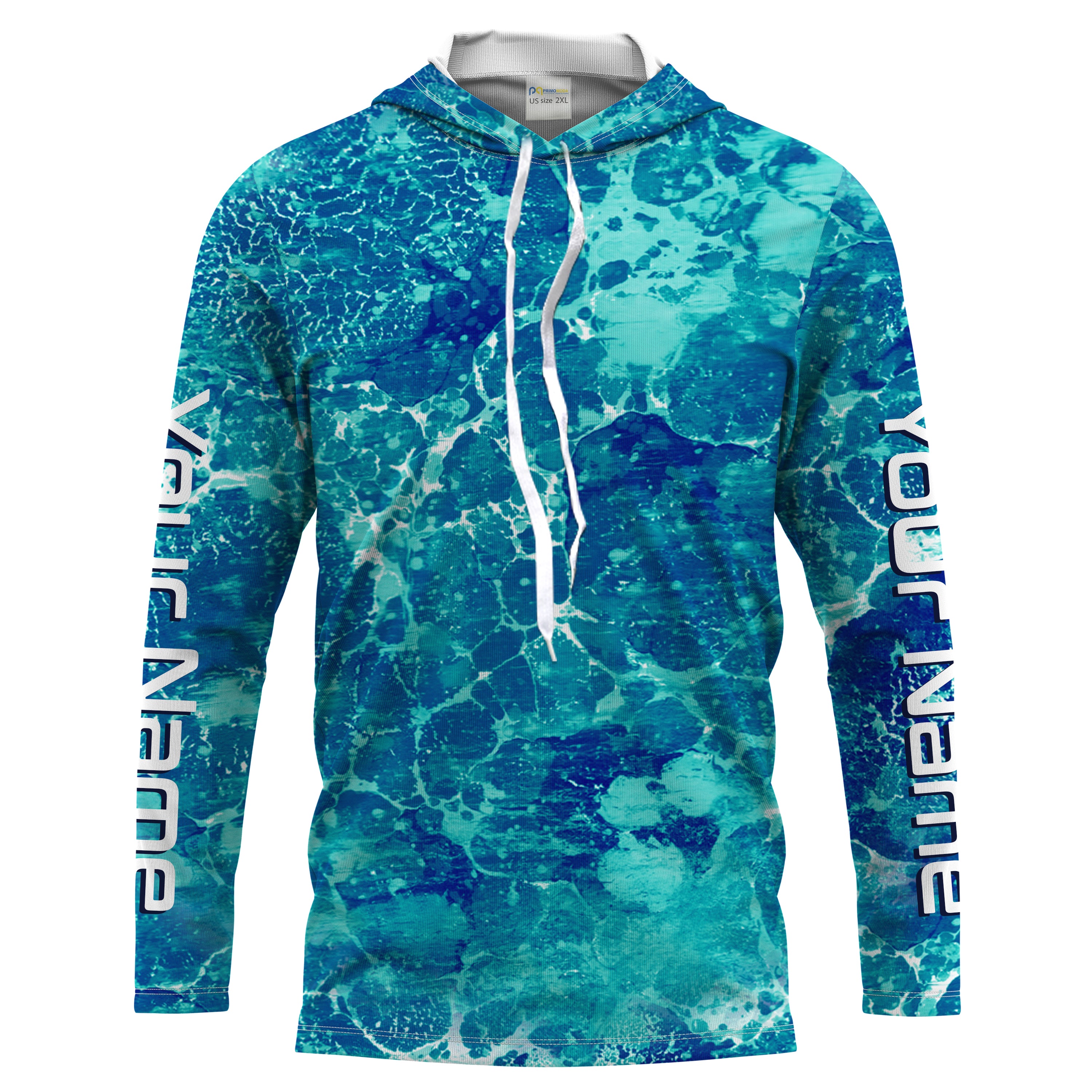Custom Saltwater Long sleeve Fishing Shirts UV Protection, Sea wave camo Fishing Shirts - HPW242