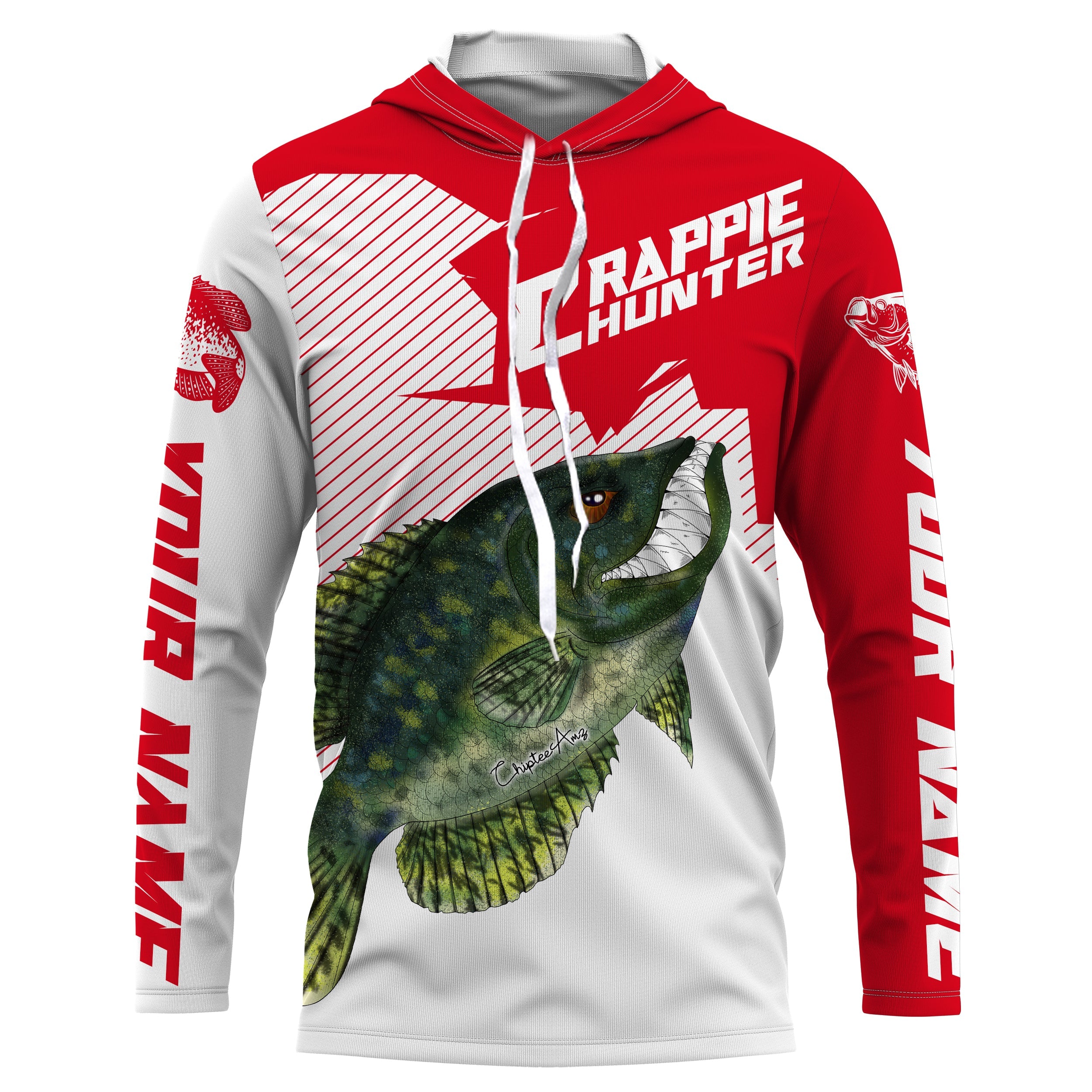 Angry Crappie Custom Long sleeve performance Fishing Shirts, Crappie hunter Fishing jerseys | red IPHW3380