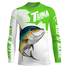 Load image into Gallery viewer, Angry Yellowfin Tuna Custom Long sleeve Fishing Shirts, Tuna hunter Fishing jerseys | green IPHW3384
