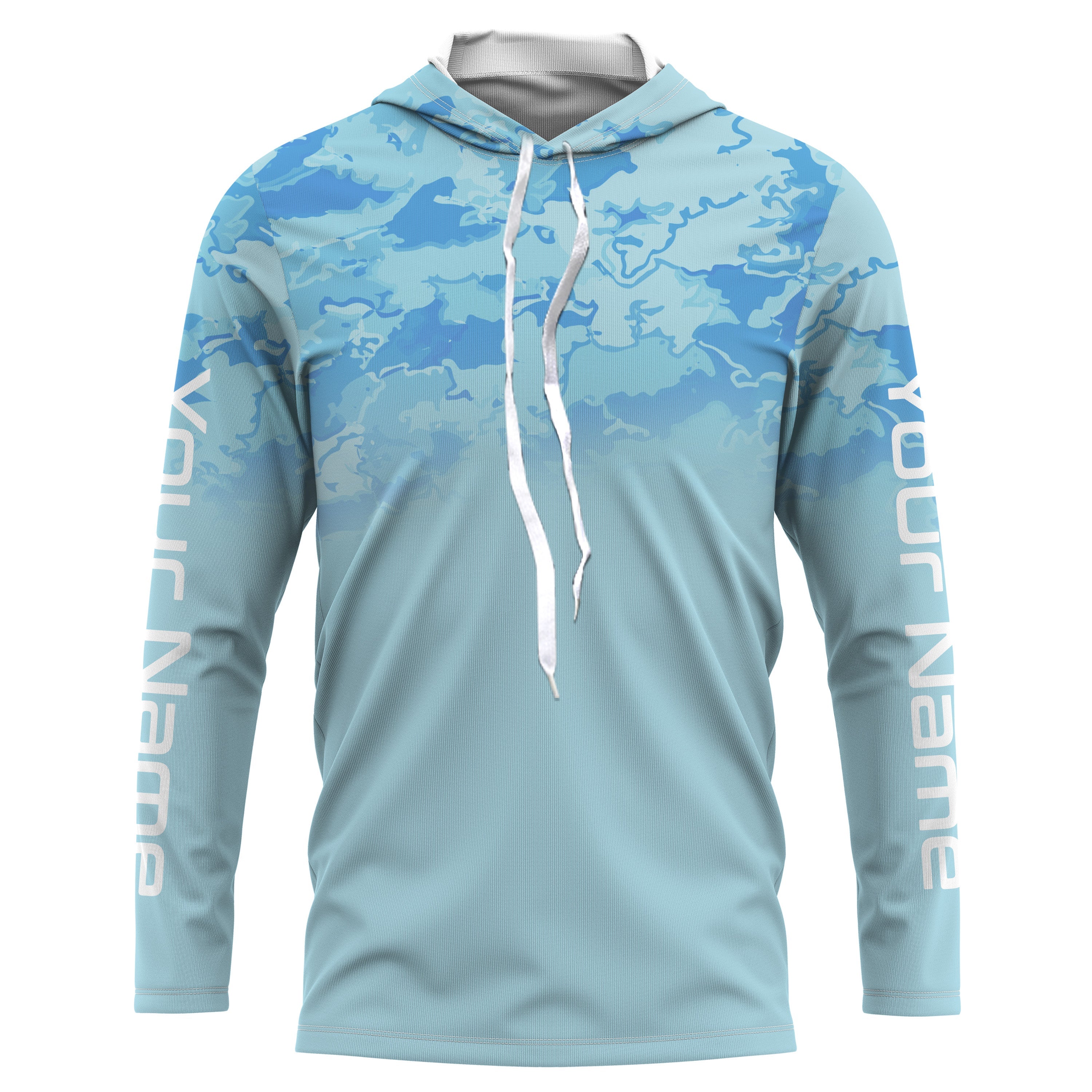 Personalized Blue fade camo Long sleeve performance Fishing Shirts, blue camouflage Fishing jerseys IPHW1818