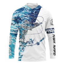 Load image into Gallery viewer, Snook blue wave camo Custom Long Sleeve performance Fishing Shirts, personalized Fishing gifts IPHW1839
