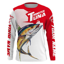 Load image into Gallery viewer, Monster Tuna Fishing jerseys, Yellowfin Tuna fish skull Custom Long sleeve Fishing Shirts | red IPHW3531
