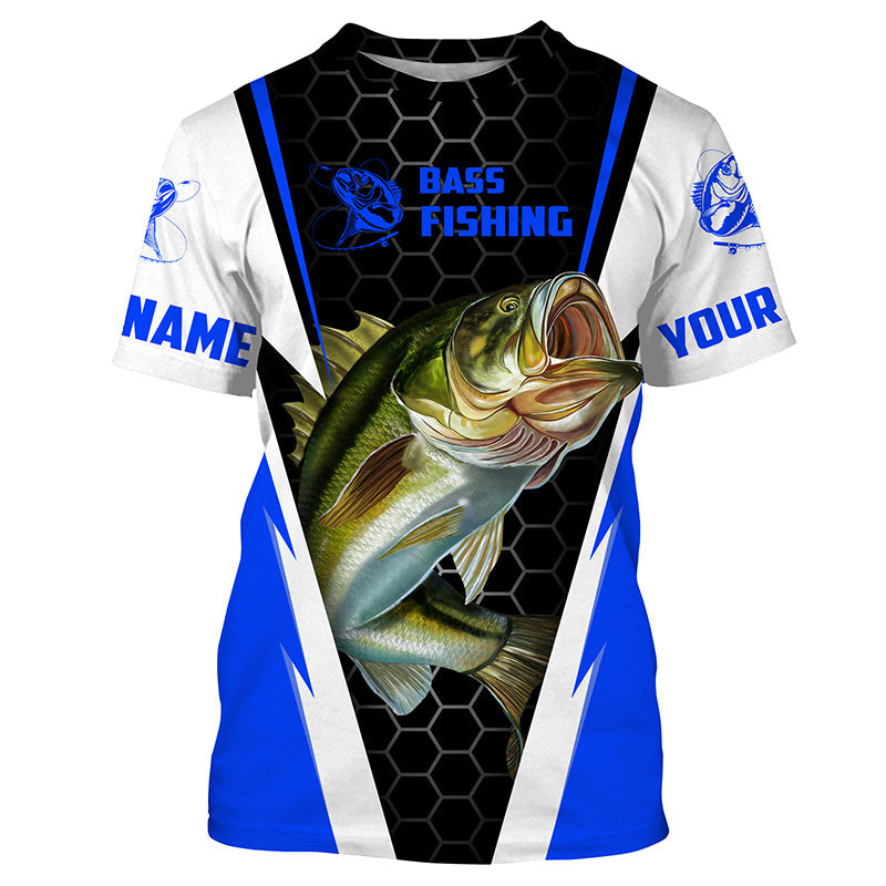 Personalized Bass Fishing jerseys, Bass Fishing Long Sleeve Fishing  tournament shirts | blue - IPHW1697