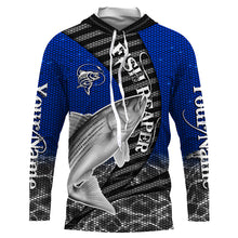 Load image into Gallery viewer, Striped Bass Custom Long Sleeve performance Fishing Shirts, Striper Fishing jerseys | blue IPHW1860
