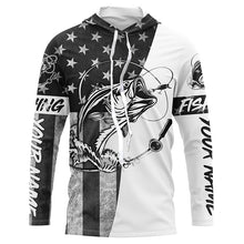 Load image into Gallery viewer, Black And White American Flag Bass Fishing Shirts, Personalized Patriotic Bass Fishing Jerseys IPHW4130
