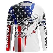 Load image into Gallery viewer, Bass Fishing American Flag Long Sleeve Fishing Shirts, Personalized Patriotic Bass Fishing Jerseys IPHW4131

