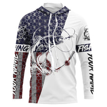 Load image into Gallery viewer, American Flag Redfish Custom Long Sleeve Fishing Shirts, Patriotic Red Drum Fishing Jerseys IPHW4142
