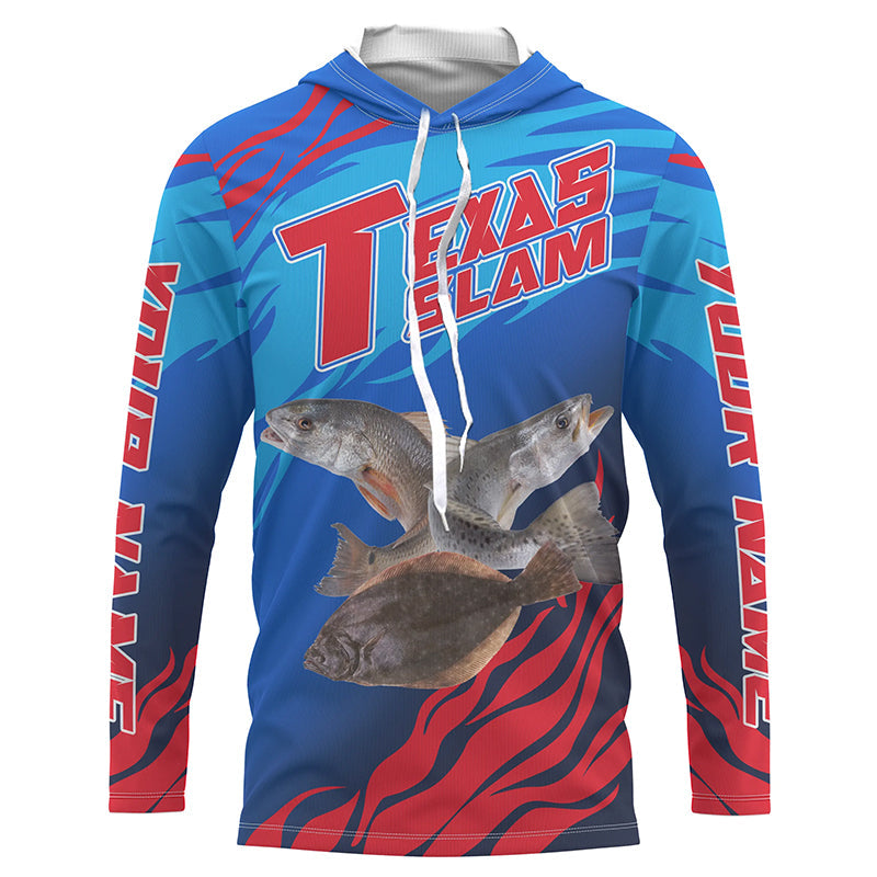 Custom Texas Inshore Slam Fishing Redfish, Trout, Flounder Long Sleeve Fishing Shirts Jerseys IPHW3941