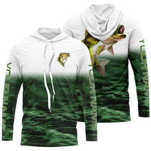 Load image into Gallery viewer, Personalized Bass Fishing Jerseys, Bass Tournament Fishing Long Sleeve Shirts | Green IPHW4157
