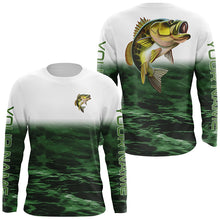 Load image into Gallery viewer, Personalized Bass Fishing Jerseys, Bass Tournament Fishing Long Sleeve Shirts | Green IPHW4157
