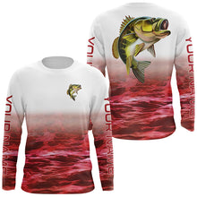 Load image into Gallery viewer, Personalized Bass Long Sleeve Performance Fishing Shirts, Largemouth Bass Fishing Jerseys | Red IPHW4167
