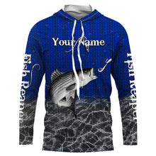 Load image into Gallery viewer, Striped Bass Custom Long Sleeve performance Fishing Shirts, Striper Fishing jerseys | blue IPHW1689
