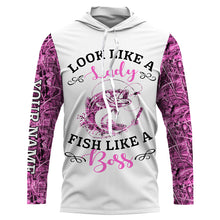Load image into Gallery viewer, Look like a Lady Fish like a Boss pink camo Custom Fishing Shirts for Women, Girl Fishing Shirts IPHW1897

