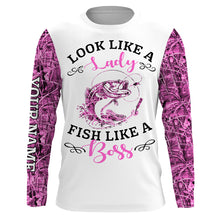 Load image into Gallery viewer, Look like a Lady Fish like a Boss pink camo Custom Fishing Shirts for Women, Girl Fishing Shirts IPHW1897
