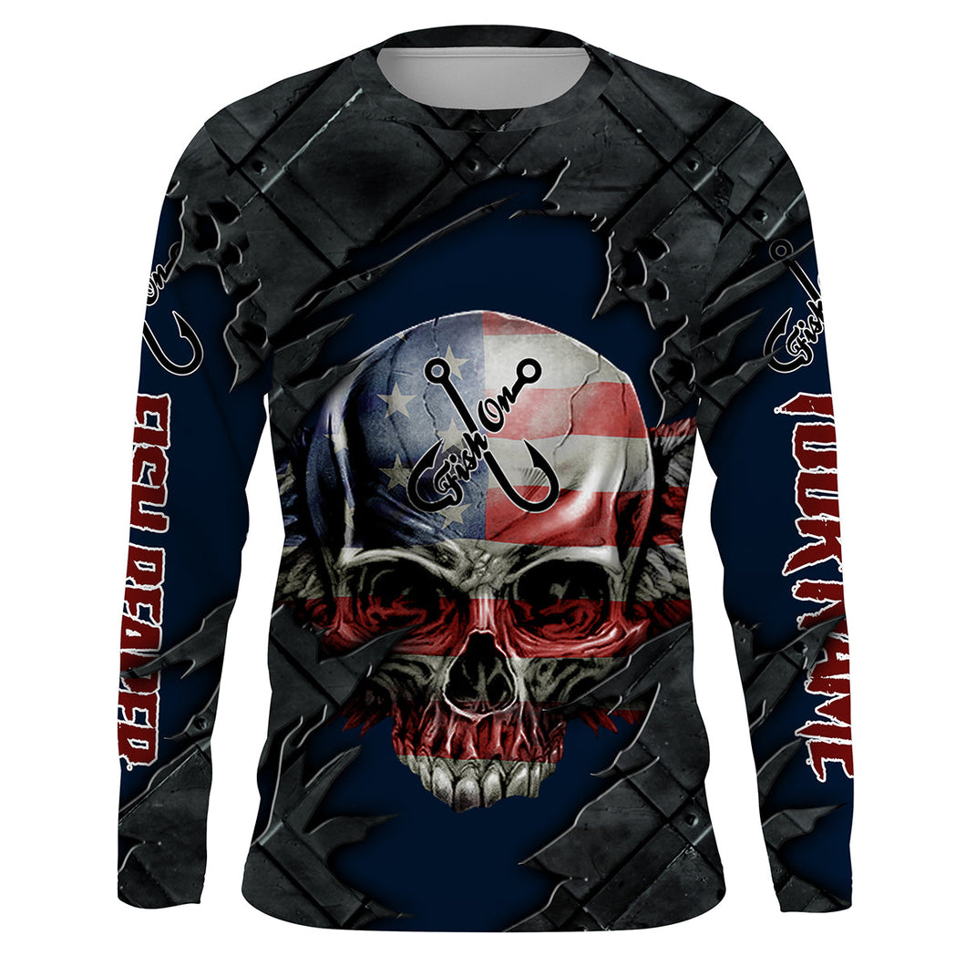 Fish reaper American flag Custom Long Sleeve performance Fishing Shirts, Patriotic Fishing gifts IPHW1893