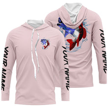 Load image into Gallery viewer, Custom American Flag Bass Long Sleeve Performance Fishing Shirts, Patriotic Fishing Jerseys | Pink IPHW4183
