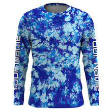 Load image into Gallery viewer, Custom Blue Tie dye camo Long Sleeve performance Fishing Shirts, personalized Fishing jerseys IPHW1707
