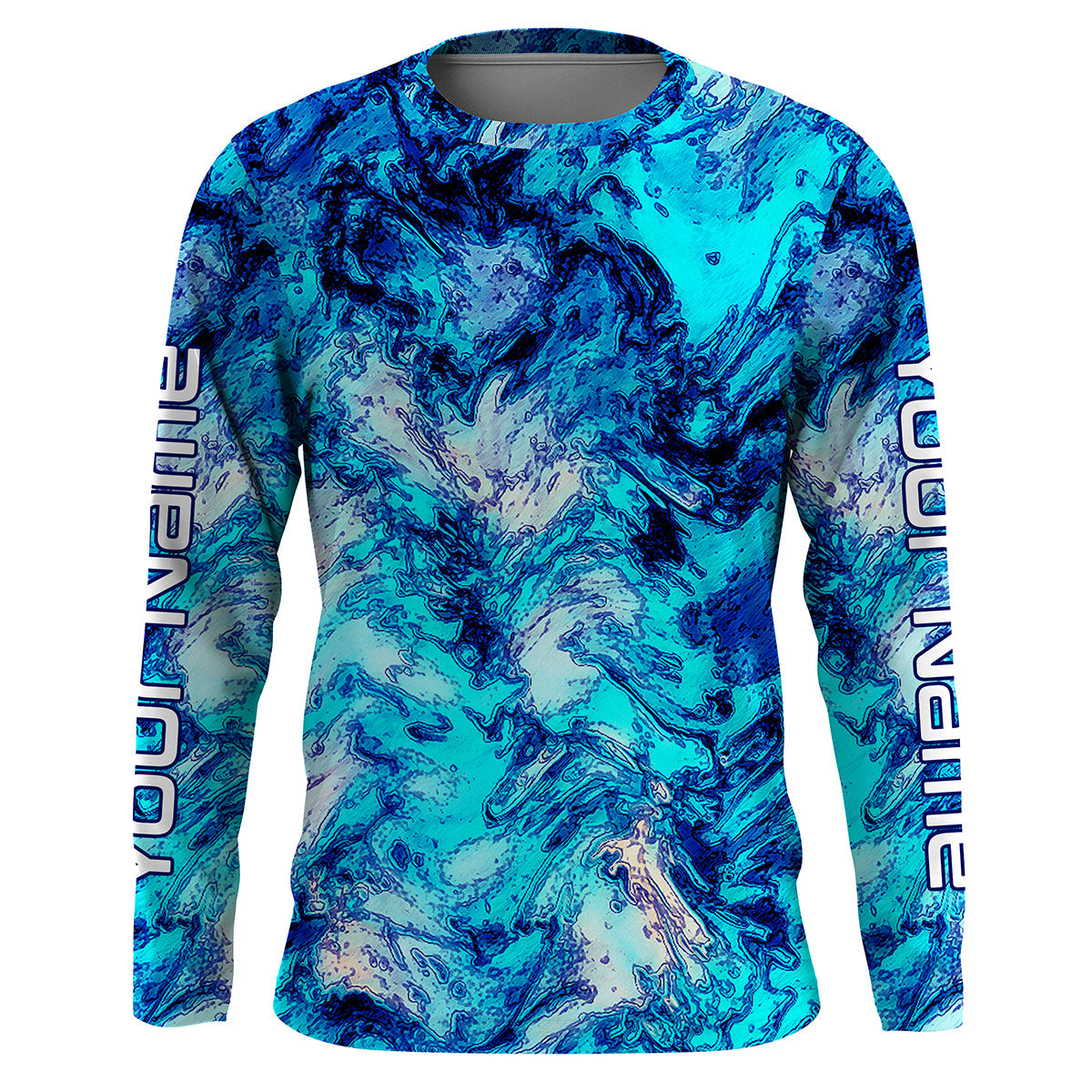 Blue camo Custom UV Long Sleeve performance Fishing Shirts, personalized Fishing gifts IPHW1709