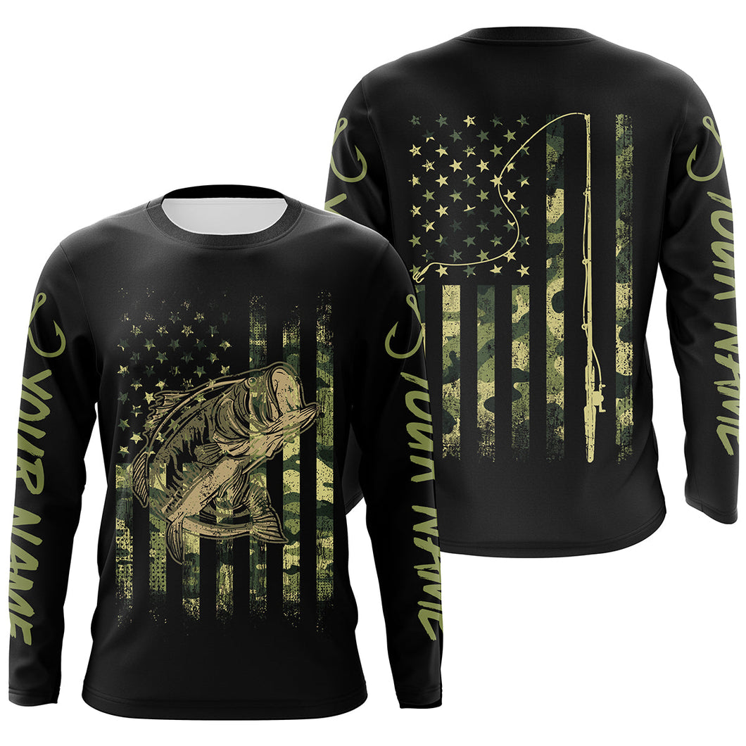 Bass Fishing camo American Flag Custom Fishing Shirts, personalized Patriotic Fishing gifts IPHW2303