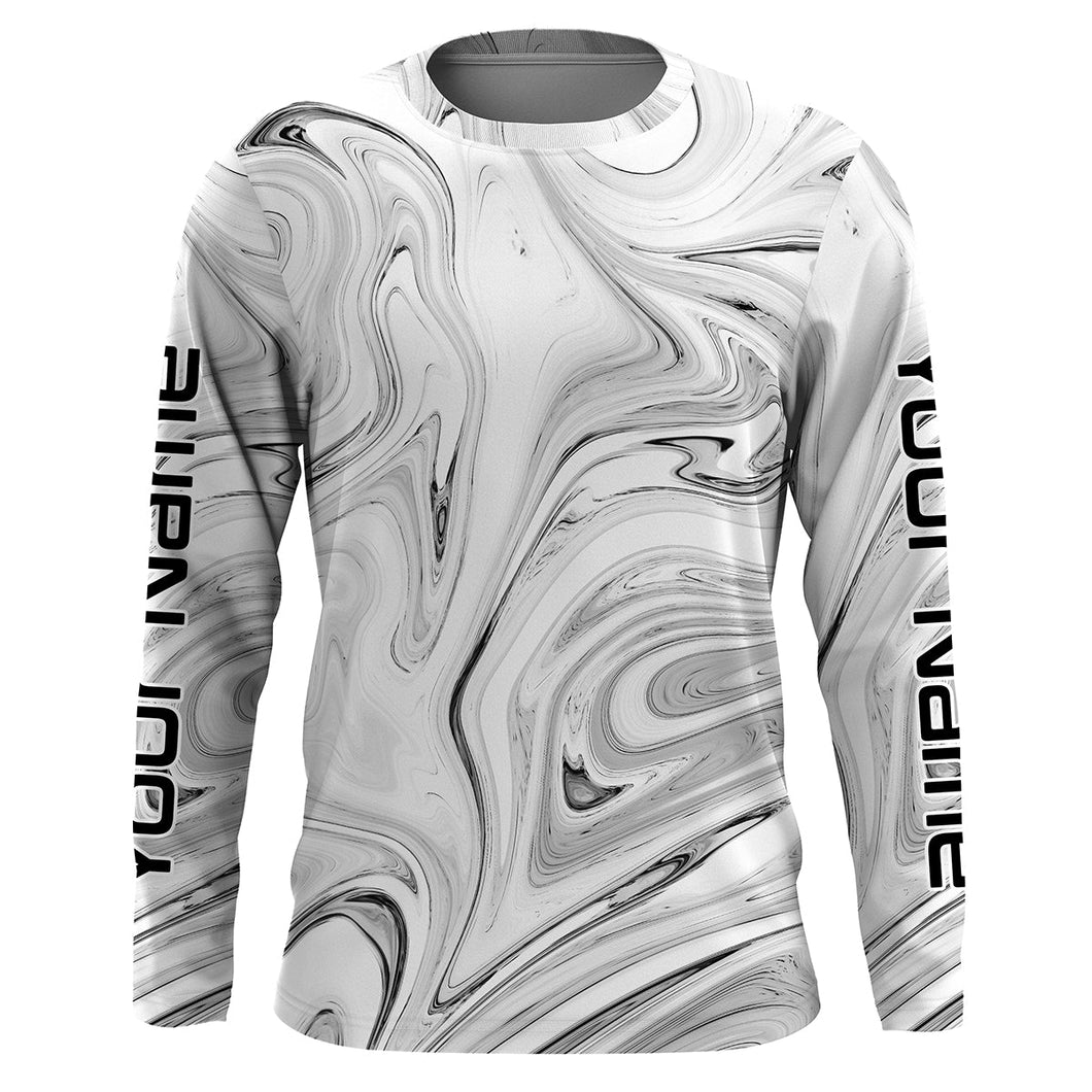 Black and white wave camo Custom Long sleeve performance Fishing Shirt –  FishingAmz