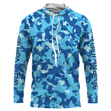 Load image into Gallery viewer, Blue camo Custom UV Long Sleeve performance Fishing Shirts, camouflage Fishing apparel - IPHW1729
