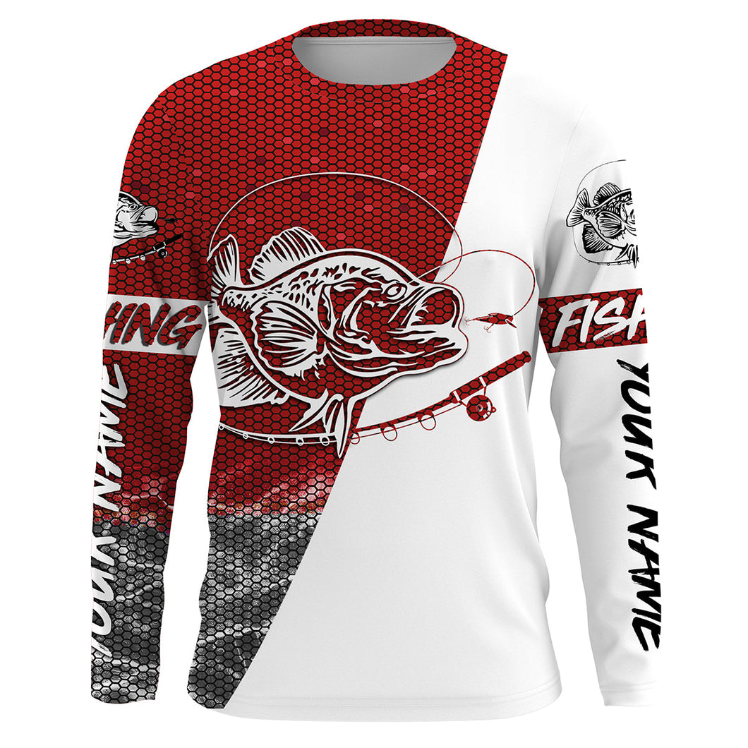Crappie Fishing Custom Long Sleeve performance Fishing Shirts, Crappie Fishing jerseys | red IPHW2040