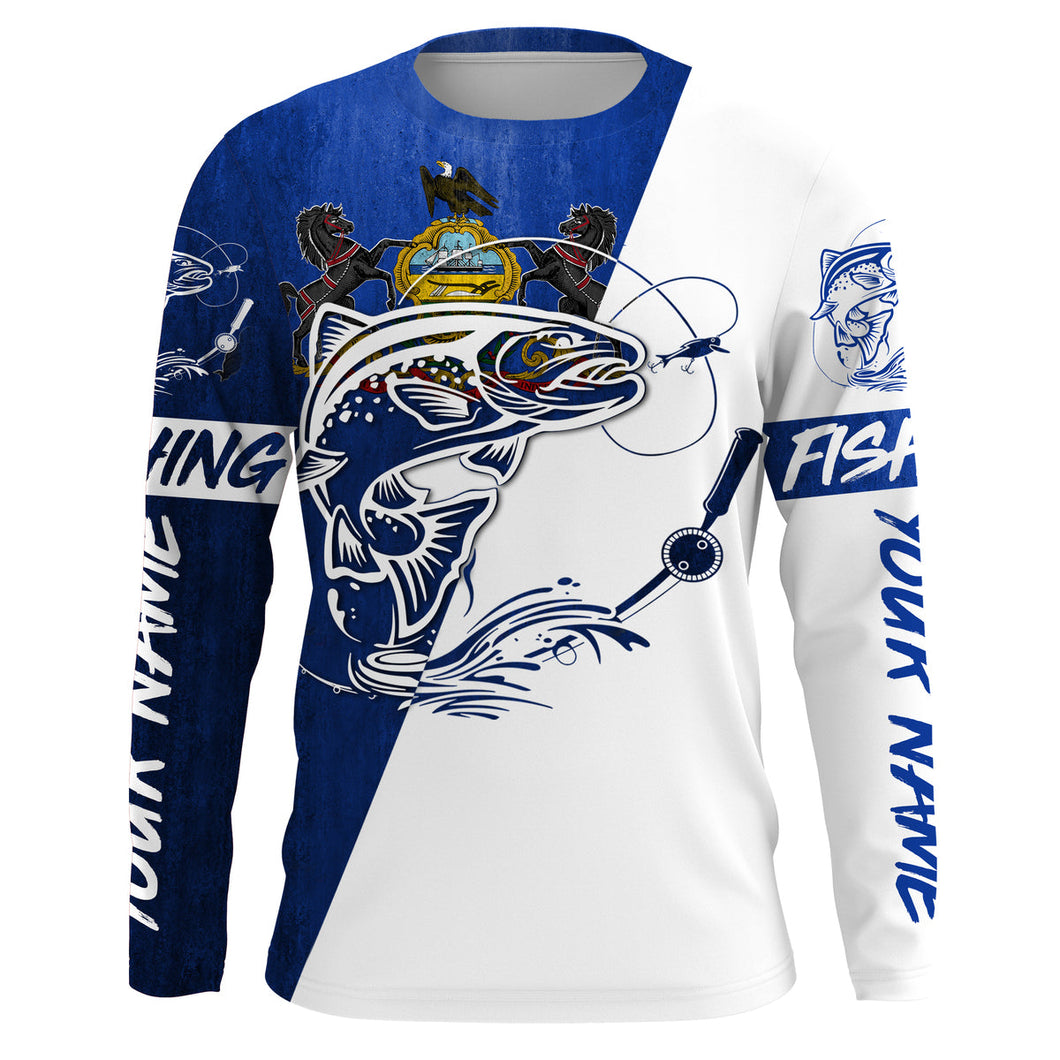Custom Pennsylvania Trout Long sleeve performance Fishing Shirts, Trout tournament fishing shirts IPHW3138