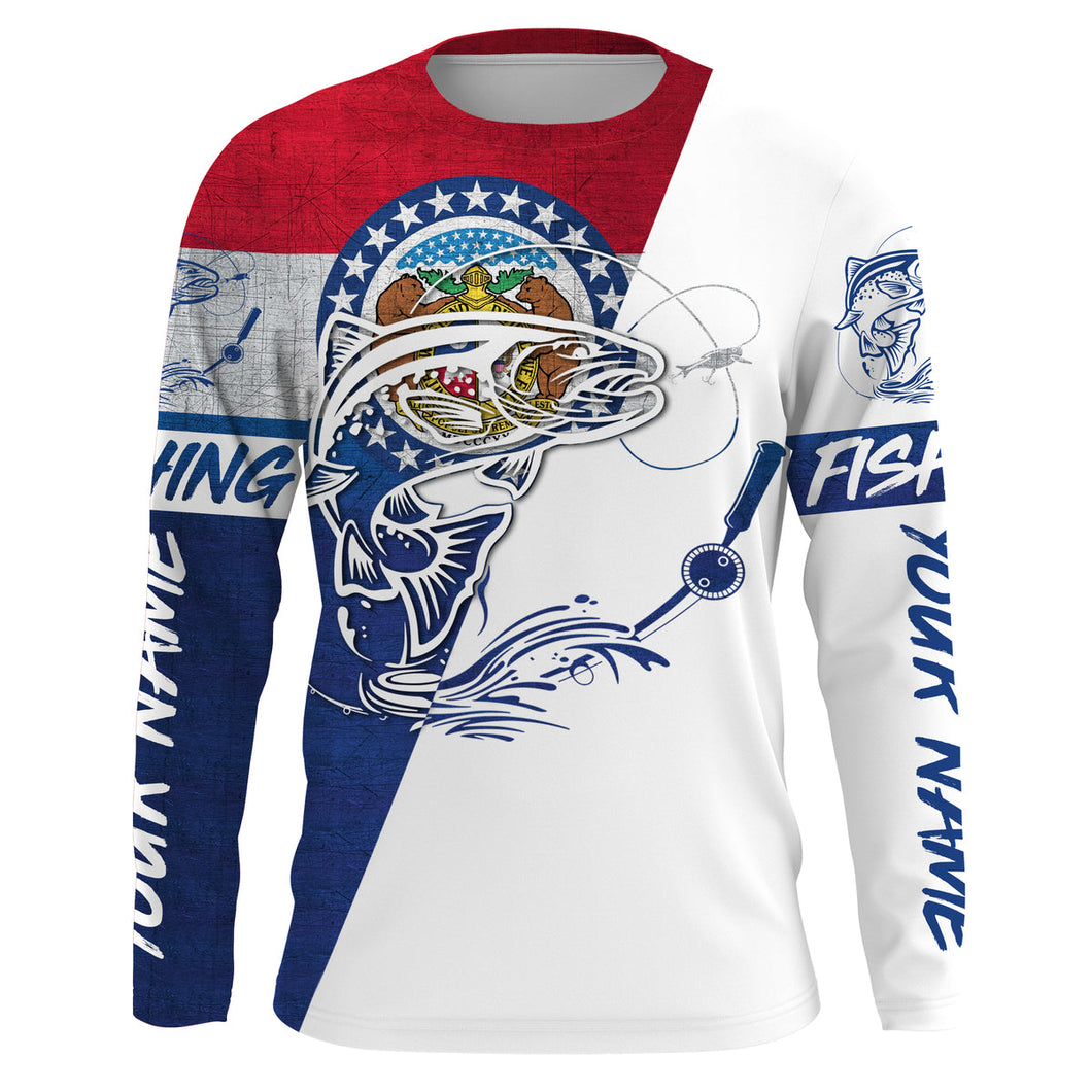 Personalized Missouri Trout Long sleeve performance Fishing Shirts, Trout tournament fishing shirts IPHW3143