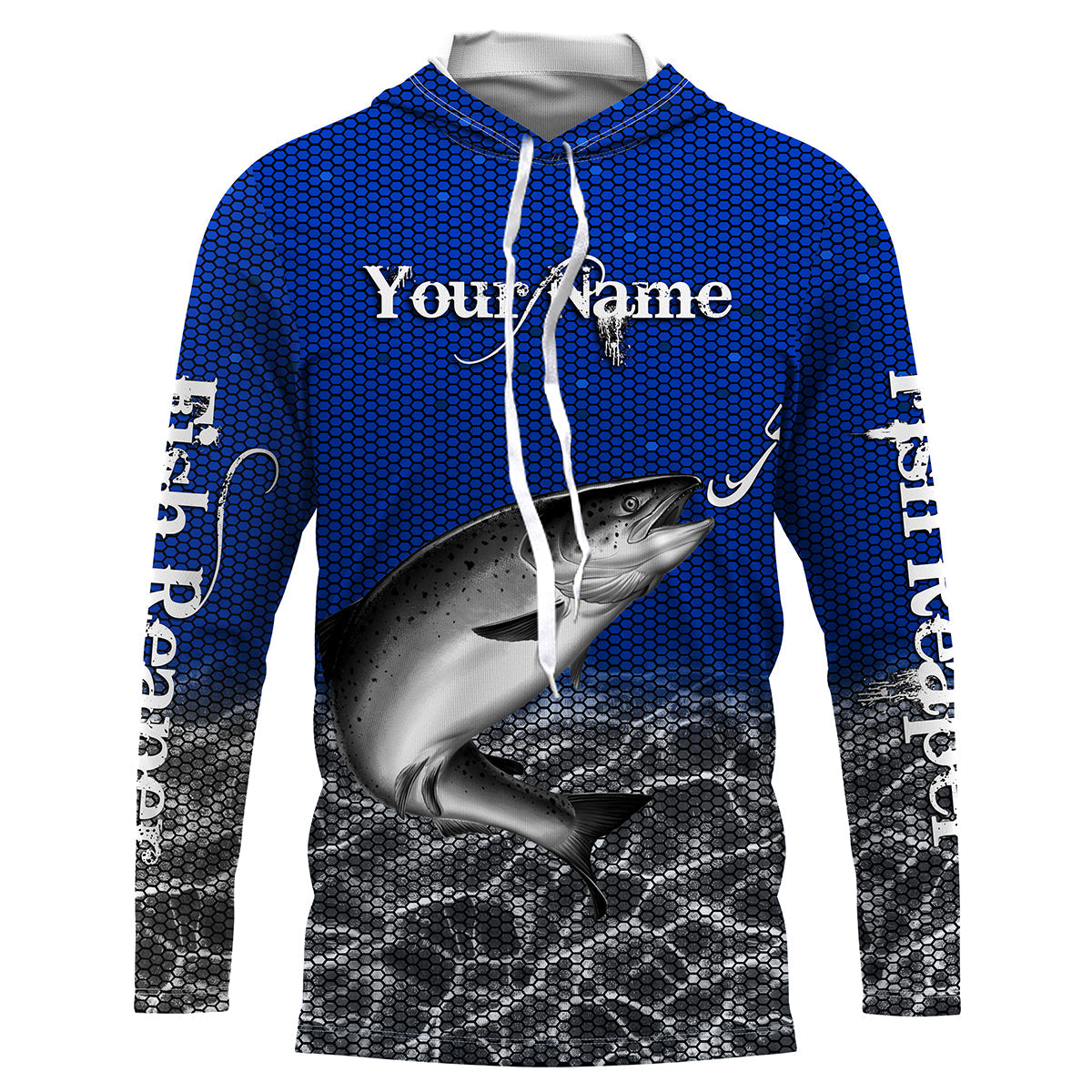 Chinook King Salmon Custom Long Sleeve performance Fishing Shirts, Salmon Fishing jerseys | blue IPHW1953