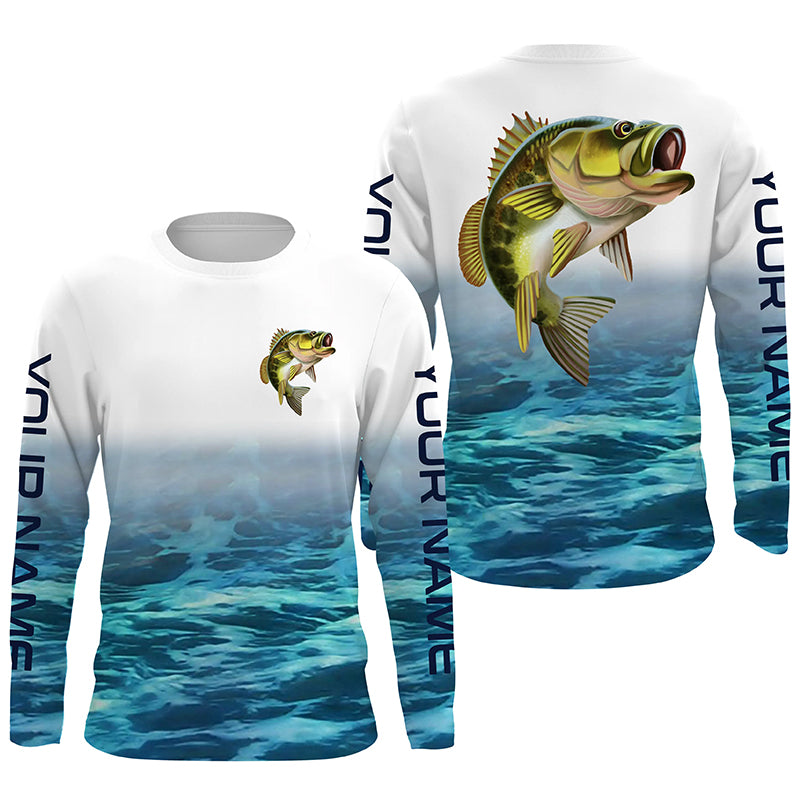Personalized Largemouth Bass Fishing Long Sleeve Fishing Shirts, Bass Tournament Fishing Shirts IPHW3813