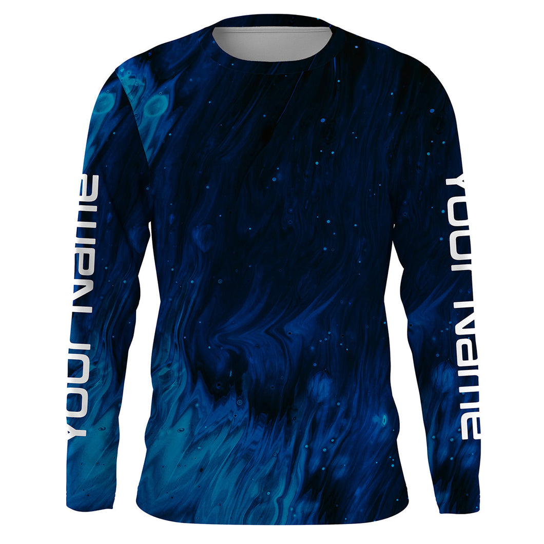 Personalized sea waves camo Long sleeve UV Protection Fishing Shirts, Custom Men Fishing apparel IPHW2313