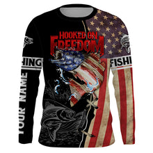 Load image into Gallery viewer, Striped Bass American Flag Custom Fishing Shirts, Personalized Patriotic Fishing gifts IPHW2060
