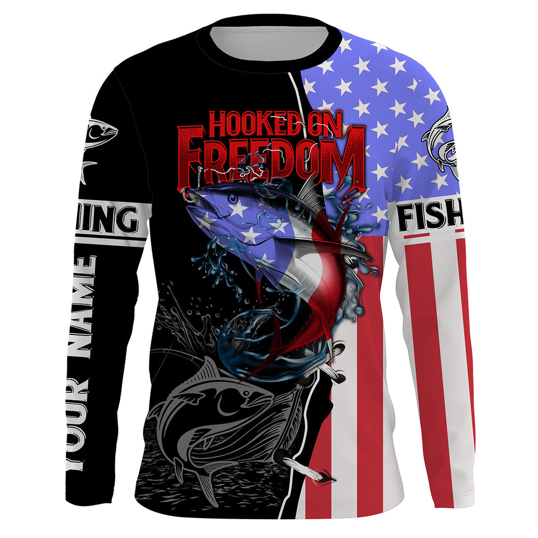 Tuna Fishing American Custom Long Sleeve Fishing Shirts, personalized Patriotic Fishing gifts IPHW2062