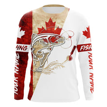 Load image into Gallery viewer, Canada Flag Trout Fishing Custom long sleeve performance Fishing Shirts, Trout Fishing jerseys IPHW2864
