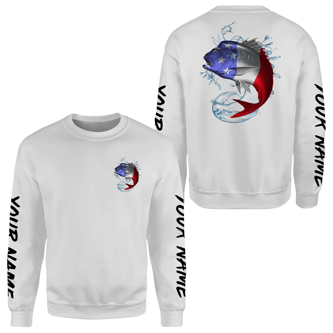 Red Snapper Fishing American Flag Custom All over print Sweatshirt, Patriotic Fishing apparel - HPW321