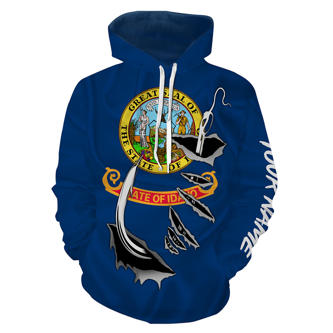 Idaho Flag Fish Hook Custom All over print Hoodie Fishing Shirts - HPW329