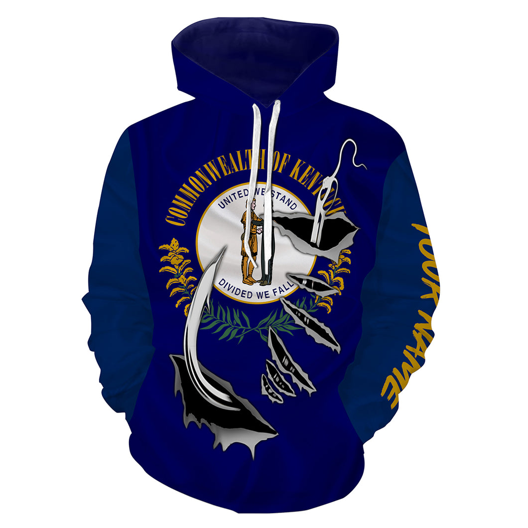 Kentucky Flag Fish Hook Custom All over print Hoodie Fishing Shirts - HPW332