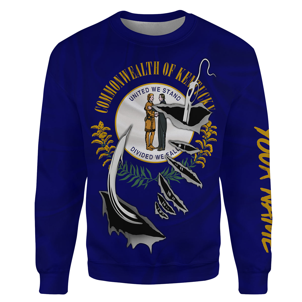 Kentucky Flag Fishing Fish hook Custom All over print Sweatshirt, patriotic Fishing Shirts - HPW332