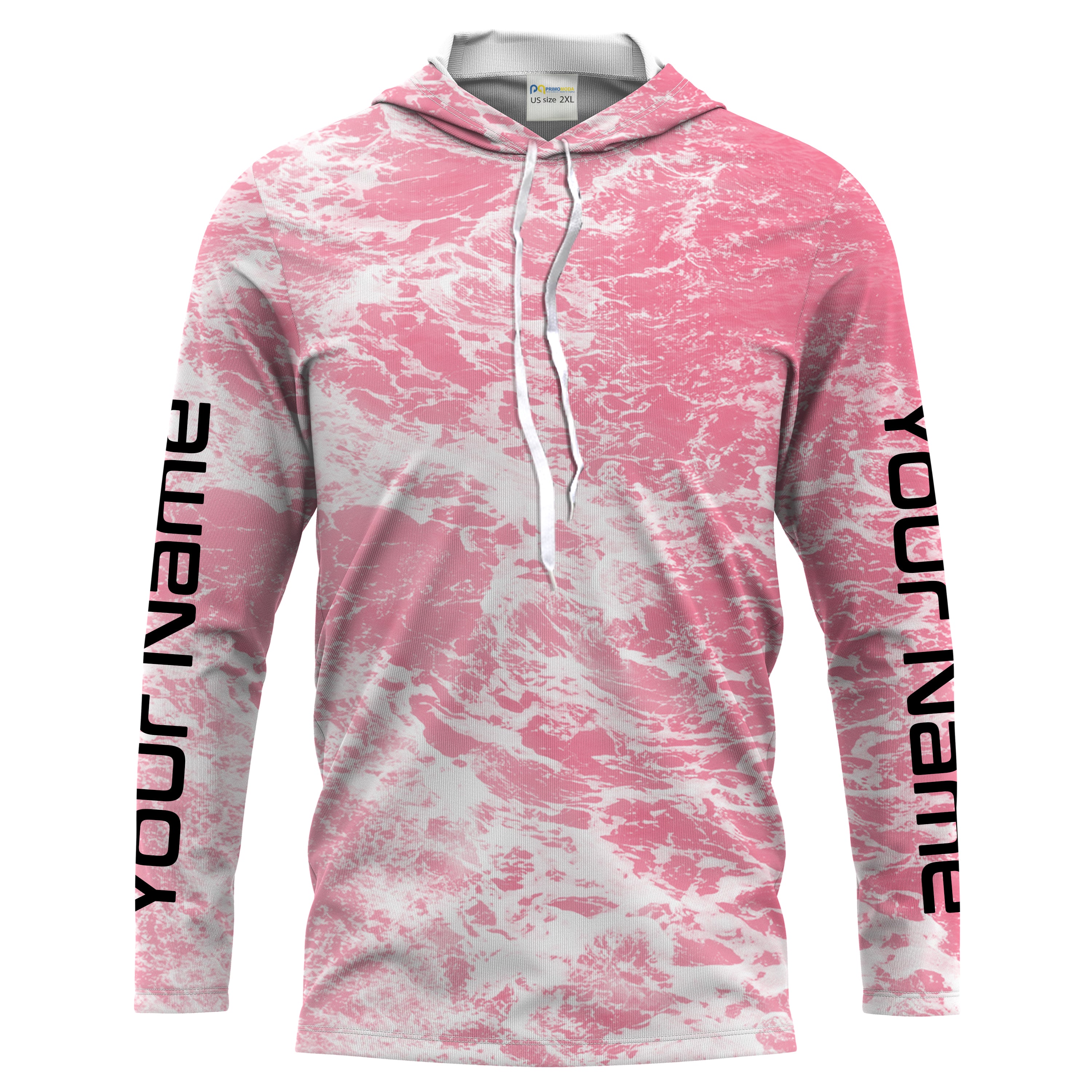 Custom Saltwater Long sleeve Fishing Shirts UV Protection, Sea wave camo Fishing Shirts | pink - HPW241