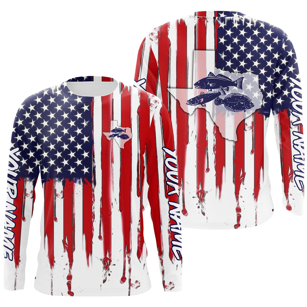 Redfish Trout Flounder Texas Slam American Flag Custom Fishing Shirts, Patriotic Fishing gifts IPHW2260