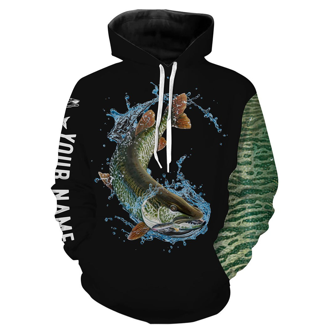 Musky Fishing scales Customize name 3D All Over Printed fishing hoodie, personalized fishing gift NPQ157