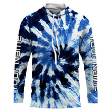 Load image into Gallery viewer, Custom Blue Tie dye Fishing Shirts, Blue Long Sleeve performance Fishing apparel Fishing gifts IPHW2025
