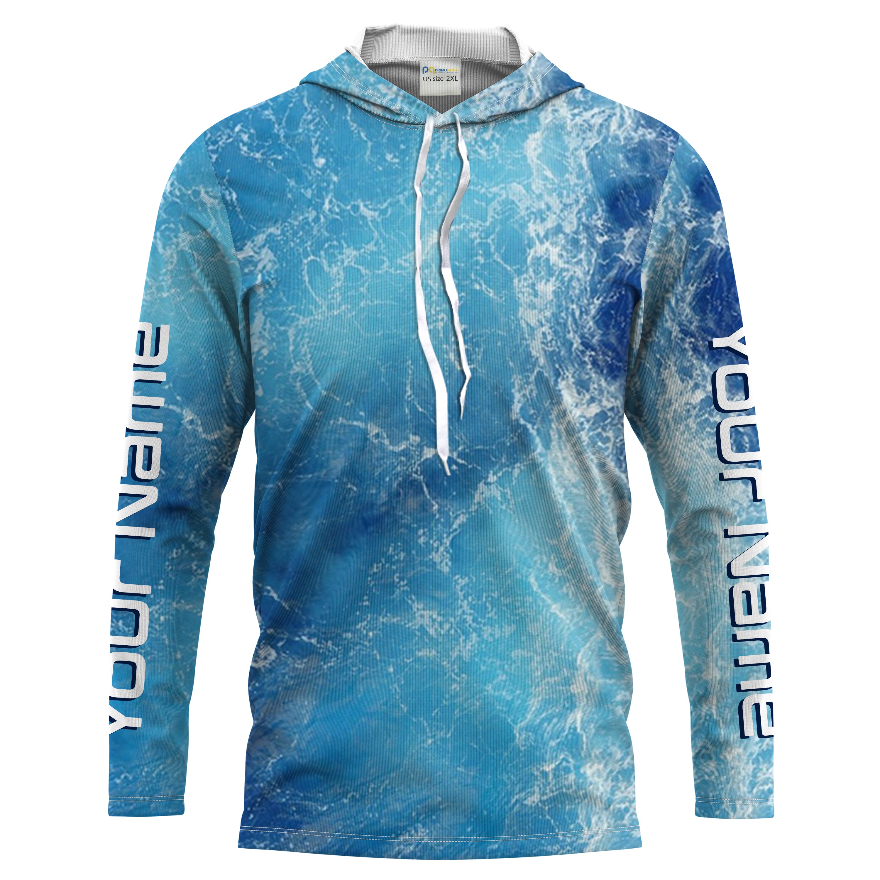 Custom Saltwater Long sleeve Fishing Shirts UV Protection, Sea wave camo Fishing Shirts - HPW247