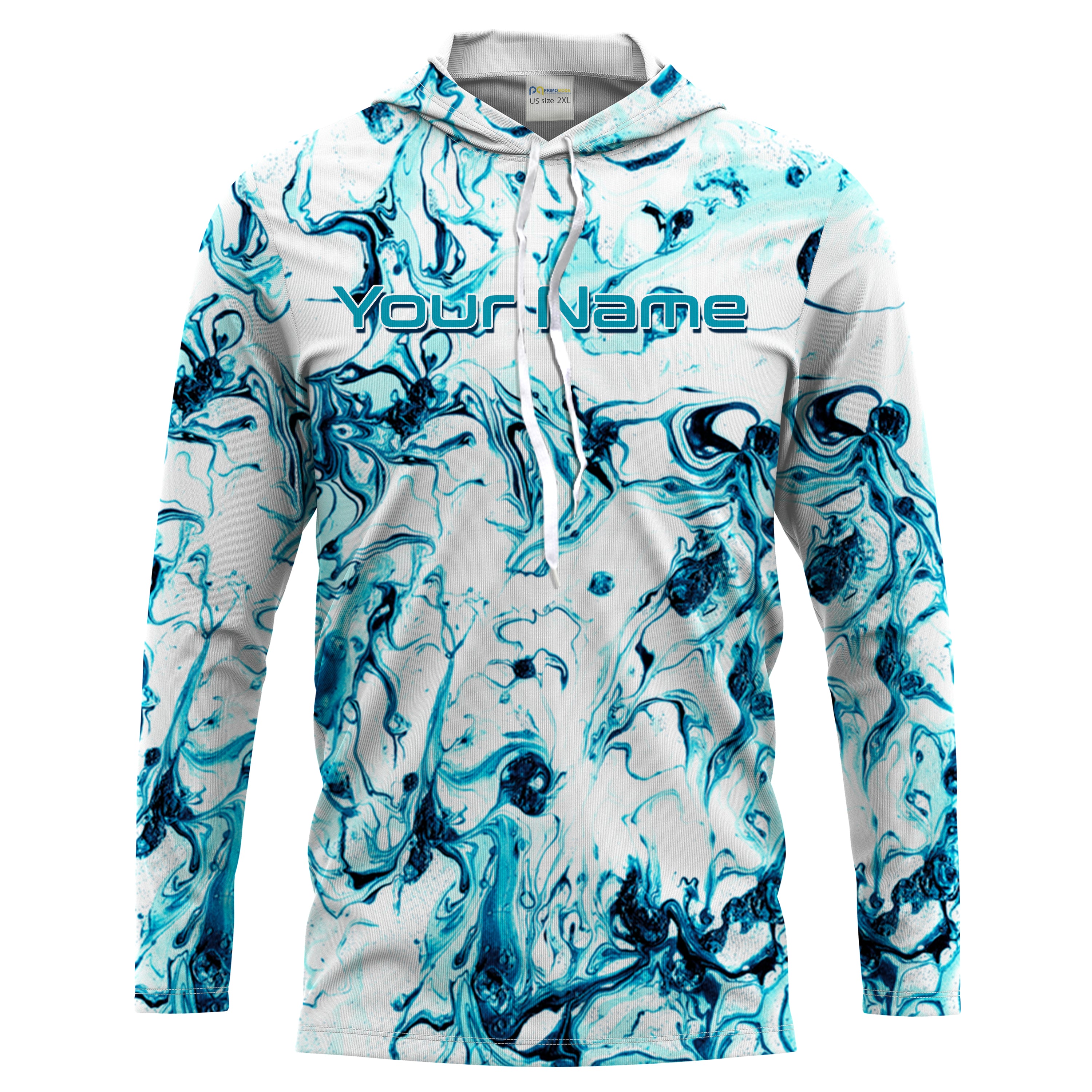 Custom Saltwater Long sleeve performance Fishing Shirts UV Protection, Sea wave camo Fishing Shirts - HPW248